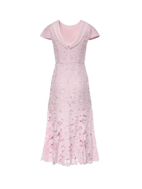  셀프 포트레이트 롱 원피스 레이스 미디 드레스 핑크 - SELF PORTRAIT