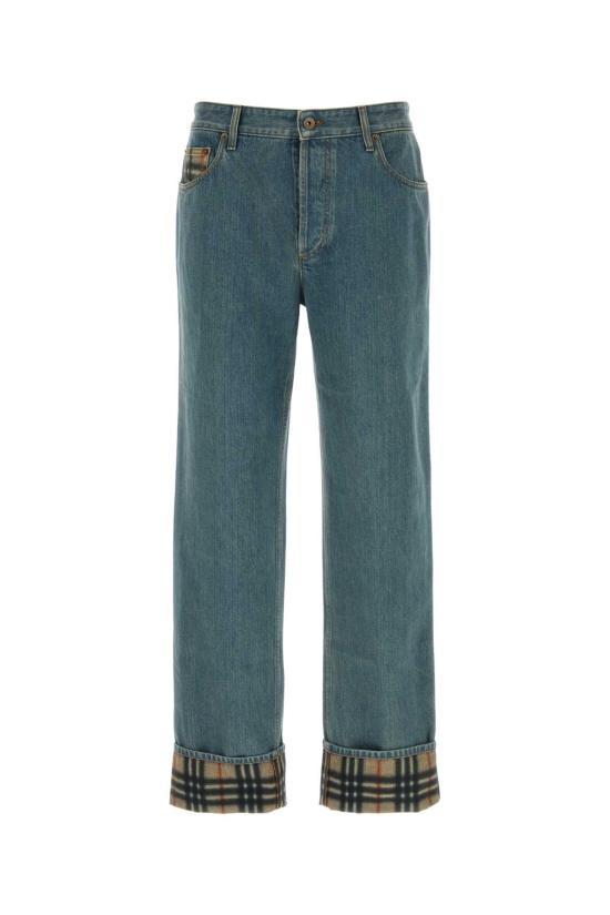 26SS 버버리 스트레이트 체크 턴업 진 8116361 A1322 Light Blue