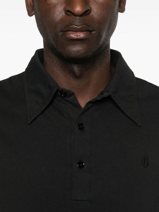  MM6 메종마르지엘라 폴로 티셔츠 Mm6 메종 마르지엘라 로고 코튼 폴로 셔츠 블랙 - MM6 MAISON MARGIELA
