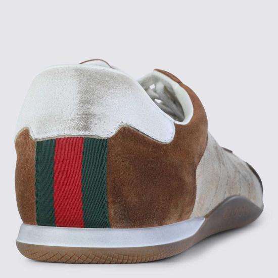  구찌 스니커즈 워시드 브라운 가죽 - GUCCI