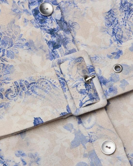  라장스 점프수트 키어스텐 롱 드레스 아이보리/블루 수채화 레이스 페이즐리 - L'AGENCE