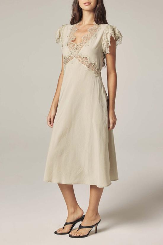  아멘테 롱 원피스 레이스 바이어스 드레스 애쉬