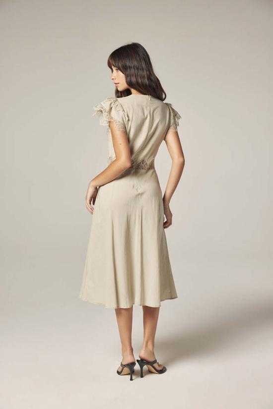  아멘테 롱 원피스 레이스 바이어스 드레스 애쉬 - AMENTE