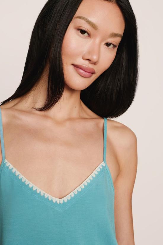  에버제이 라운지 웨어 프리다 캐미솔/팬티 잠옷 세트 블루 라군/아이보리 - EBERJEY