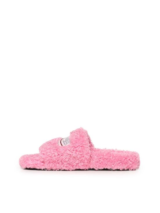  발렌시아가 뮬/슬리퍼 퍼 슬라이드 샌들 스위트 핑크/크리스탈 - BALENCIAGA