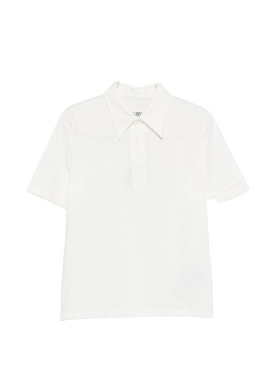  MM6 메종마르지엘라 폴로 티셔츠 Mm6 메종 마르지엘라 로고 코튼 폴로 셔츠 화이트