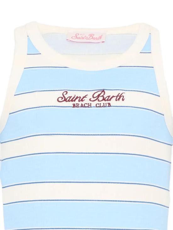 26SS [키즈] 세인트바쓰 티셔츠 BLUE002 02676L RIB STB BEACH STRIPES EMBROIDERED 3161 - MC2 SAINT BARTH