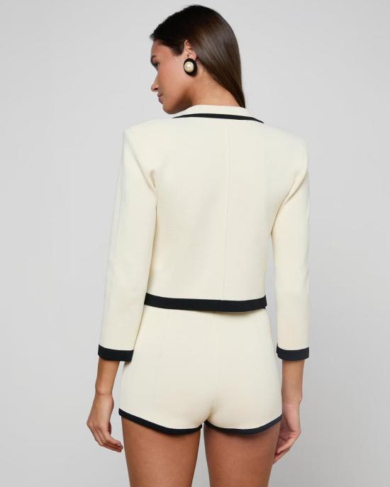  라장스 자켓 자누 니트 크롭 재킷 빈티지 화이트/블랙 - L'AGENCE