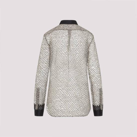  톰포드 블라우스 톰 포드 플록 폴카 도트 셔츠 JNC 누드 블랙 - TOMFORD