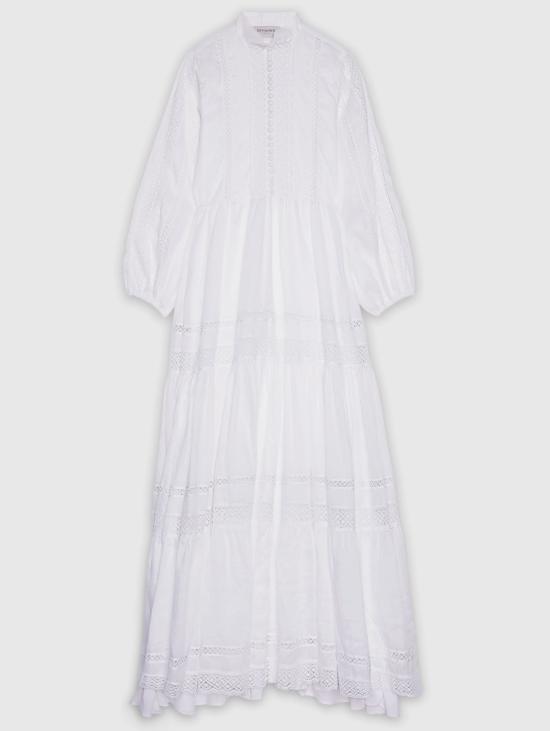 26SS 에르마노 피렌제 롱 원피스 Mussola con Pizzo Crochet Bianco 소재의 Abito Lungo Chemisier - ERMANNO FIRENZE