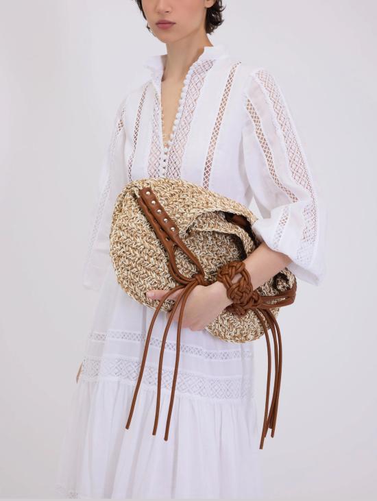 26SS 에르마노 피렌제 롱 원피스 Mussola con Pizzo Crochet Bianco 소재의 Abito Lungo Chemisier - ERMANNO FIRENZE