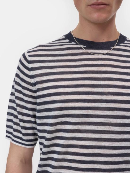 26SS 클로즈드 반팔 티셔츠 미스토 리노 아 리게 블루/비앙코의 말리아 - CLOSED