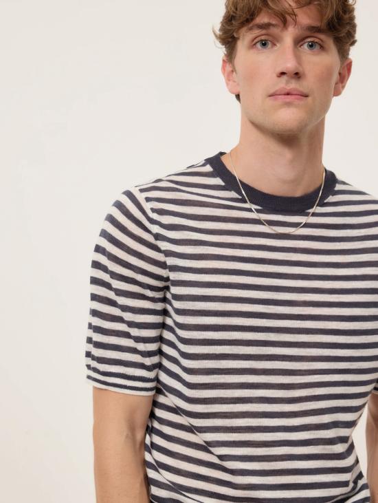 26SS 클로즈드 반팔 티셔츠 미스토 리노 아 리게 블루/비앙코의 말리아 - CLOSED