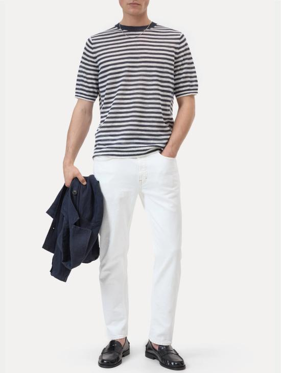 26SS 클로즈드 반팔 티셔츠 미스토 리노 아 리게 블루/비앙코의 말리아 - CLOSED