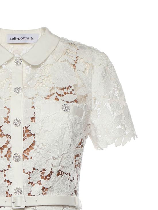  셀프 포트레이트 롱 원피스 레이스 미디 드레스 화이트 - SELF PORTRAIT