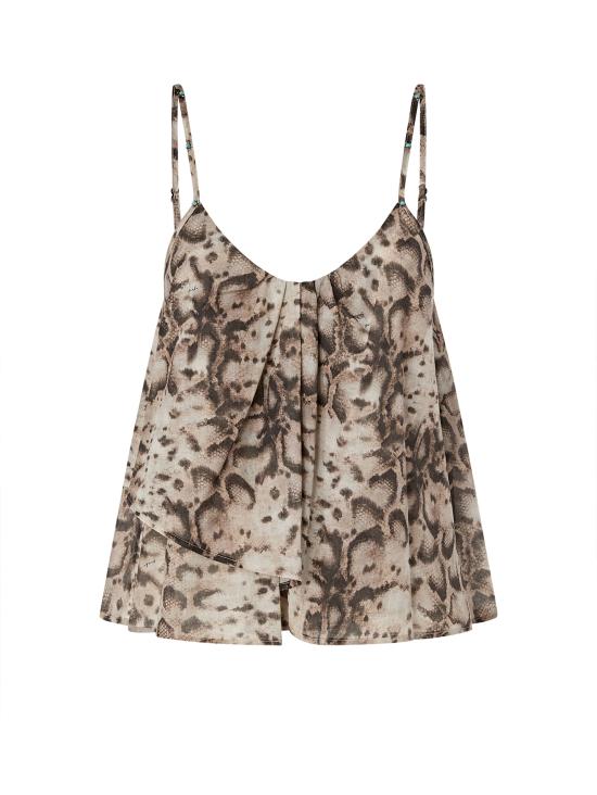 26SS 핑코 긴팔 티셔츠 106868 A3APCZ9 Multicolor Beige Black