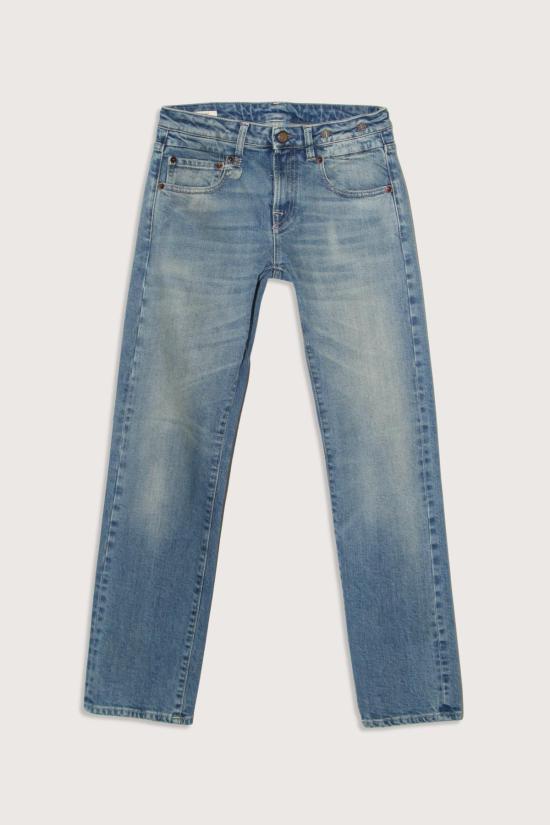  알13 데님 팬츠 R13 커프드 보이 스트레이트 진 라피스 셀비지 블루