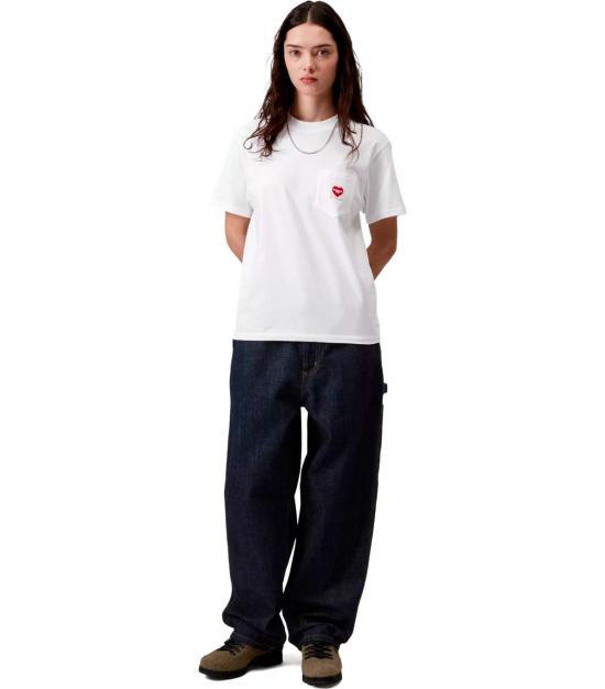 26SS 칼하트 WIP 포켓 하트 숏 슬리브 티셔츠 I032180 1WZ XX XS White - CARHARTT WIP
