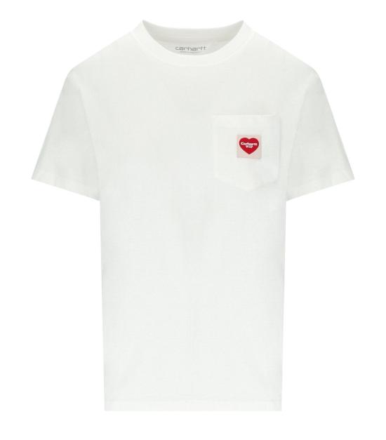 26SS 칼하트 WIP 포켓 하트 숏 슬리브 티셔츠 I032180 1WZ XX XS White