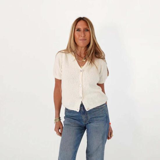  케리 로센탈 가디건 케리 로젠탈 반팔 퍼프 소매  스웨터