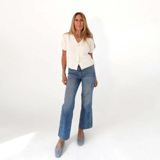  케리 로센탈 가디건 케리 로젠탈 반팔 퍼프 소매  스웨터 - KERRI ROSENTHAL