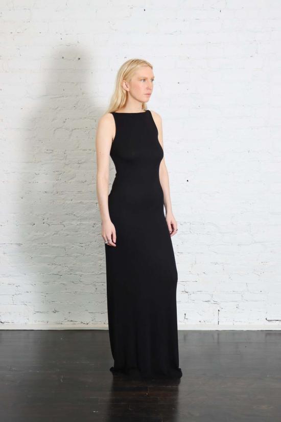  엔자 코스타 롱 원피스 실크 골지 민소매 보트넥 플루이드 맥시 드레스 - ENZA COSTA