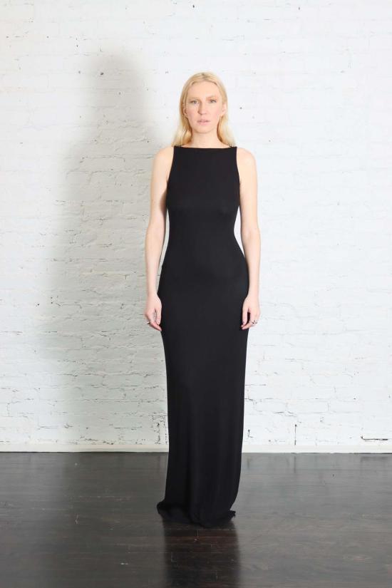  엔자 코스타 롱 원피스 실크 골지 민소매 보트넥 플루이드 맥시 드레스 - ENZA COSTA