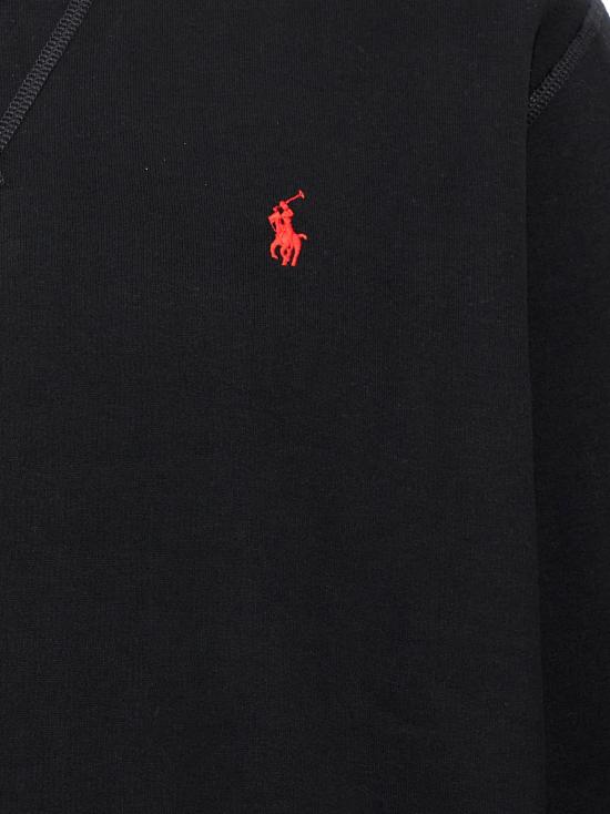 26SS 폴로 랄프로렌 긴팔 티셔츠 자수 로고가 있는 블랙 스웨트셔츠 - POLO RALPH LAUREN