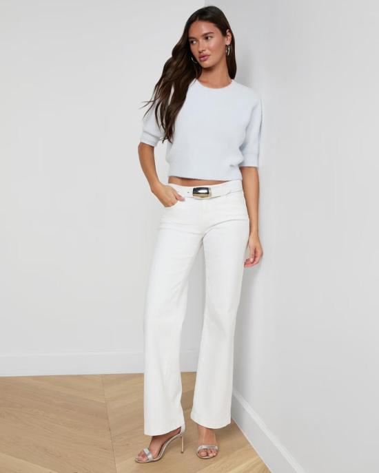  라장스 스웨터 기네비어 SS 크롭 크루  페일 미스트 블루 - L'AGENCE