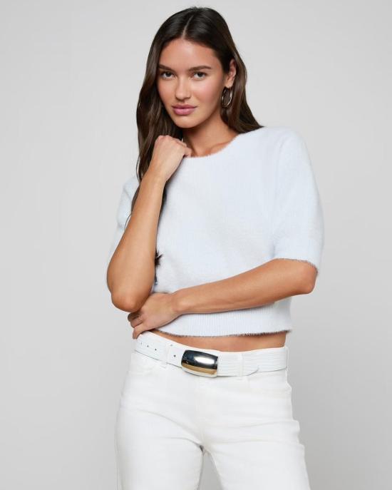  라장스 스웨터 기네비어 SS 크롭 크루  페일 미스트 블루 - L'AGENCE