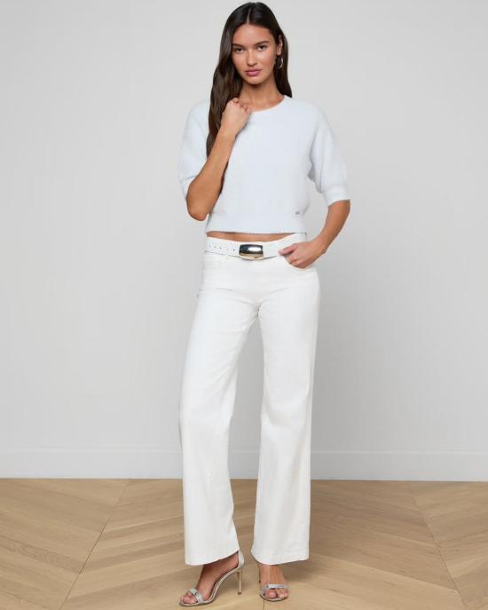  라장스 스웨터 기네비어 SS 크롭 크루  페일 미스트 블루 - L'AGENCE