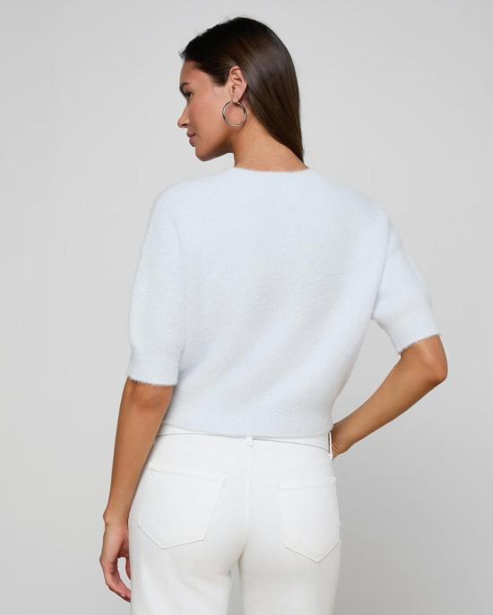  라장스 스웨터 기네비어 SS 크롭 크루  페일 미스트 블루 - L'AGENCE