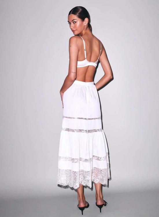  플뢰르 뒤 말 롱 스커트 Fleur Du Mal Juliet 레이스 맥시 스커트 아이보리 - FLEUR DU MAL