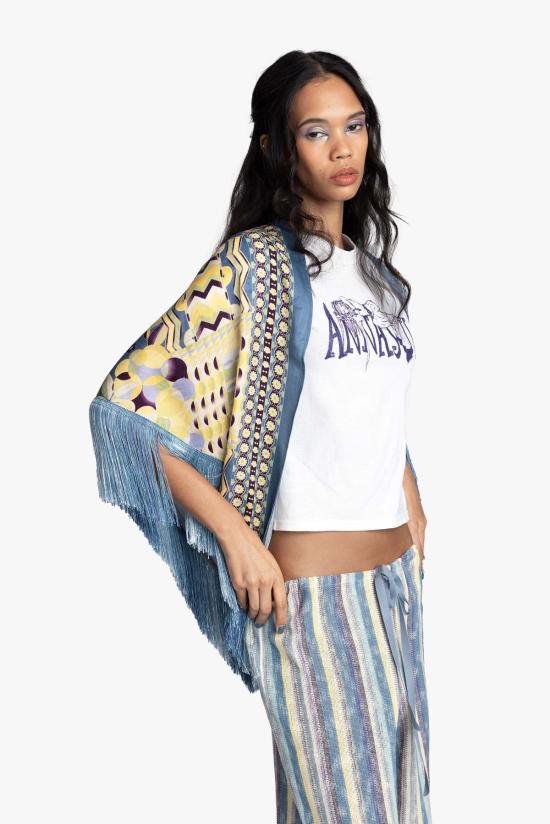  안나 수이 머플러/스카프 푸에블로 데코 보더 프린지 숄 - ANNA SUI