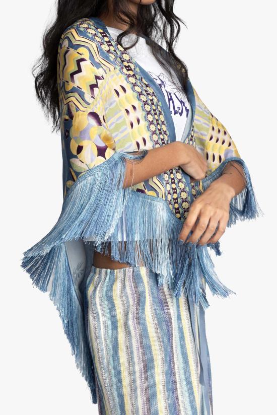  안나 수이 머플러/스카프 푸에블로 데코 보더 프린지 숄 - ANNA SUI