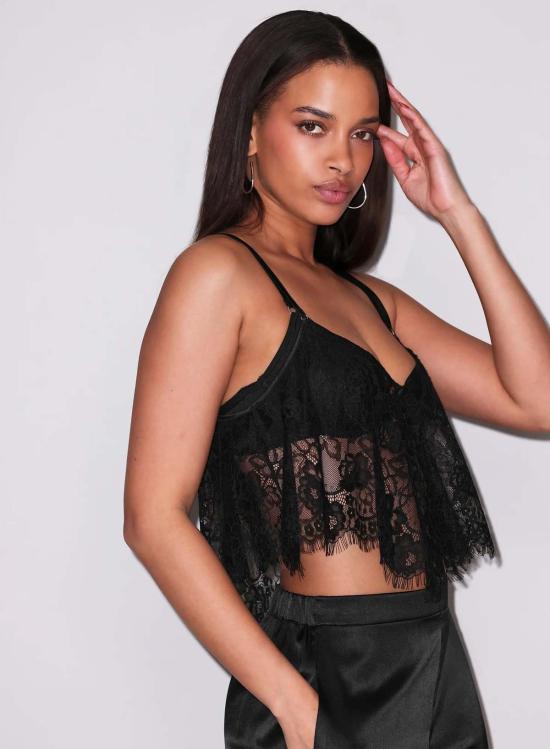  플뢰르 뒤 말 캐미솔 Fleur Du Mal Juliet 레이스 플러터 캐미 블랙 - FLEUR DU MAL