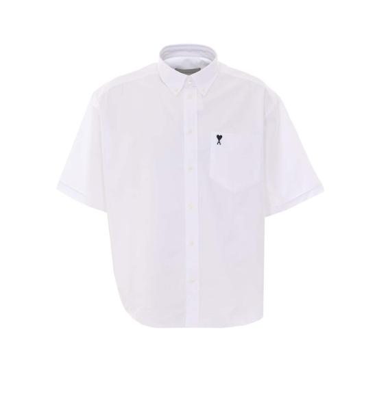  아미 반팔 셔츠 Ami Alexandre Mattiussi Ami De Coeur 반팔 셔츠 화이트