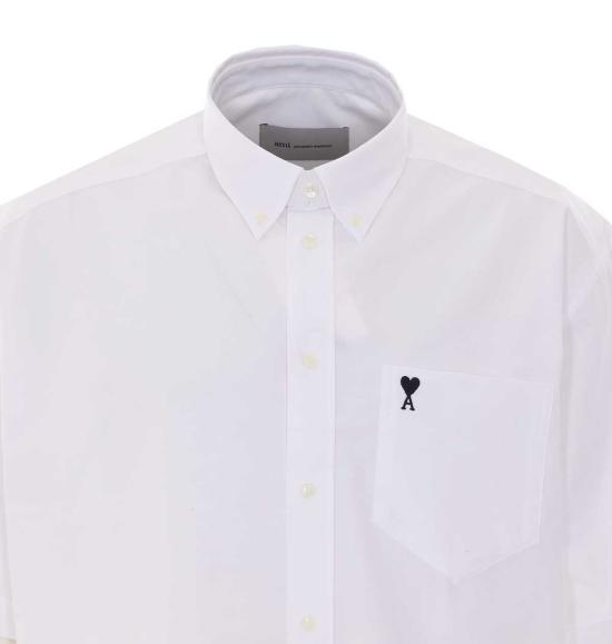  아미 반팔 셔츠 Ami Alexandre Mattiussi Ami De Coeur 반팔 셔츠 화이트 - AMI