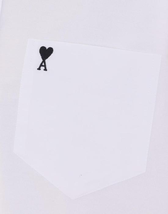  아미 반팔 셔츠 Ami Alexandre Mattiussi Ami De Coeur 반팔 셔츠 화이트 - AMI