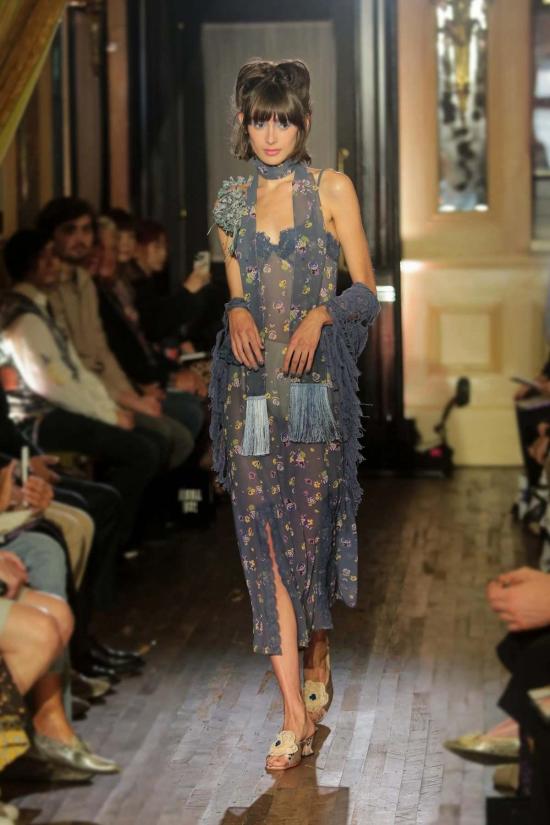  안나 수이 머플러/스카프 안나수이 나이트 블루밍 시폰 프린지 스카프 - ANNA SUI