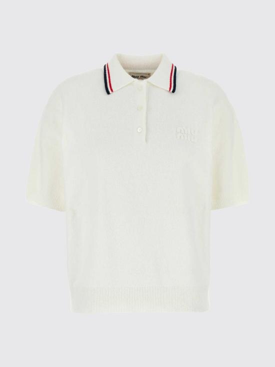 26SS 미우미우 폴로 티셔츠 MMLB31SOOO17NR F0009 White