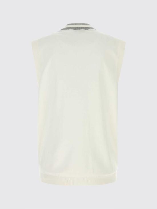 26SS 브루넬로 쿠치넬리 로고 장식 코튼 니트 베스트 M29203607F CJ068 White - BRUNELLO CUCINELLI