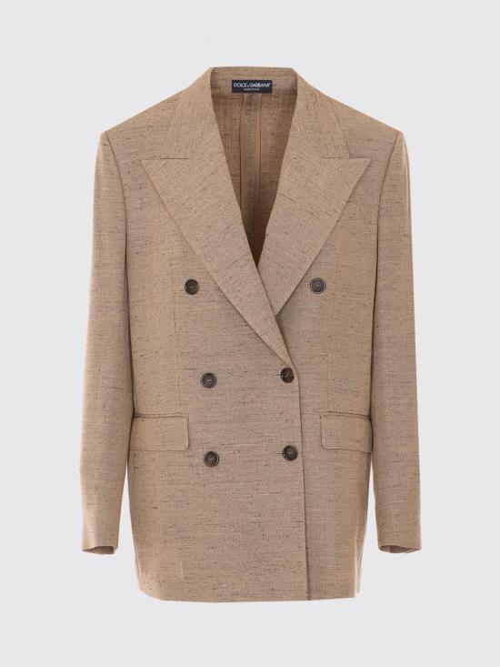 26SS 돌체앤가바나 더블 브레스티드 시칠리아 트위드 이펙트 자켓 F29YFTHUMWC S8230 Beige - DOLCE & GABBANA