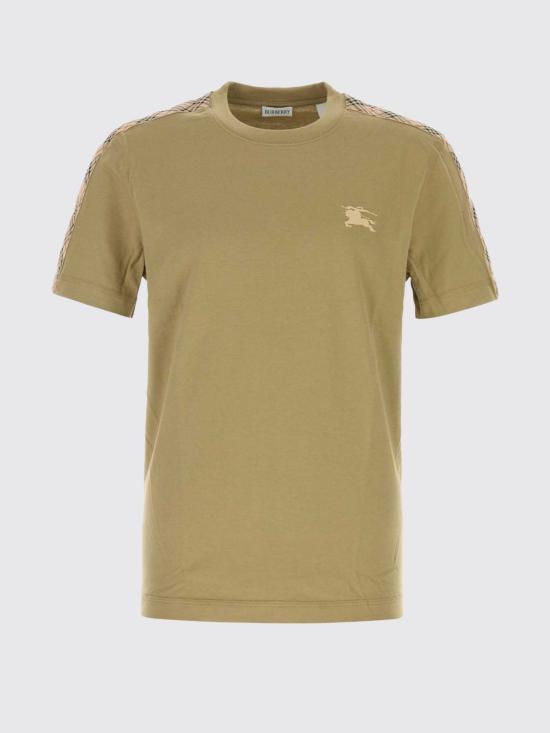 26SS 버버리 체크 트리밍 코튼 티셔츠 8123273 Beige - BURBERRY