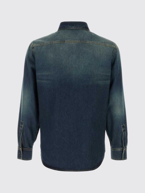 26SS 구찌 워시드 인증 코튼 데님 셔츠 860842XDDFW 4011 Blue - GUCCI