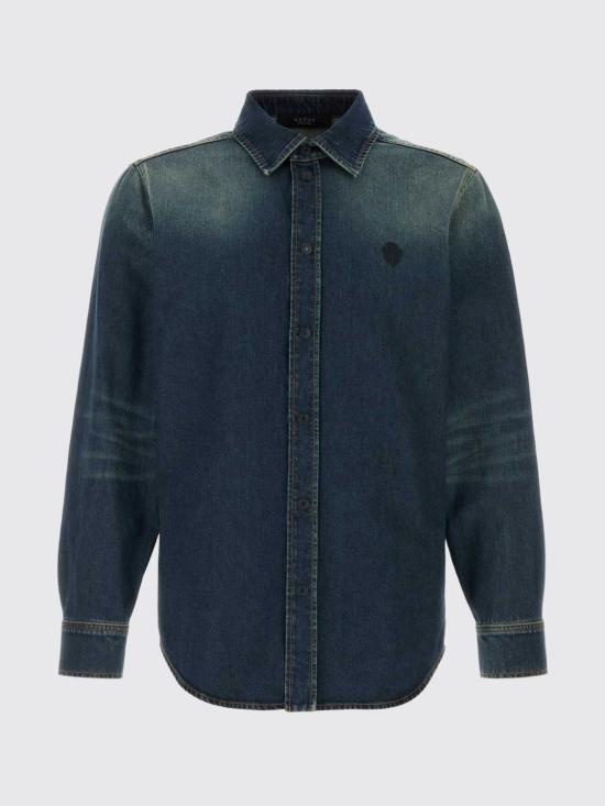 26SS 구찌 워시드 인증 코튼 데님 셔츠 860842XDDFW 4011 Blue - GUCCI