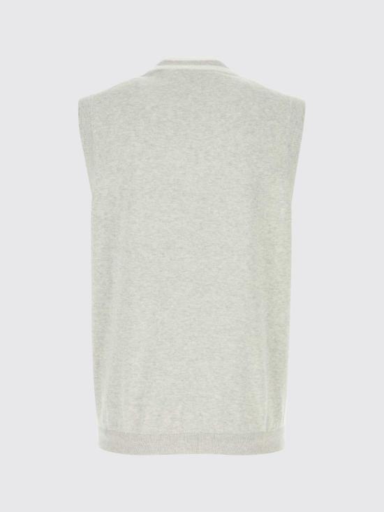26SS 브루넬로 쿠치넬리 로고 장식 코튼 니트 베스트 M29203607F CI807 Grey - BRUNELLO CUCINELLI