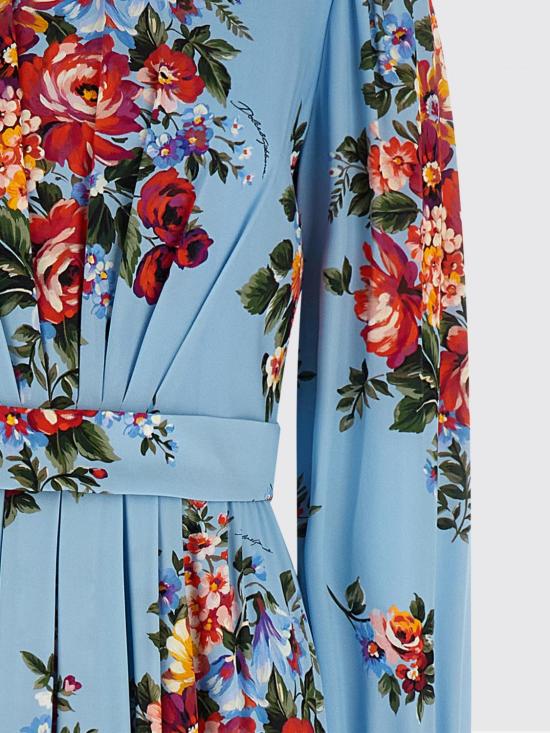26SS 돌체앤가바나 로즈 부케 프린트 샤무스 드레스 F610PTFSA8P HC5ZO Blue - DOLCE & GABBANA