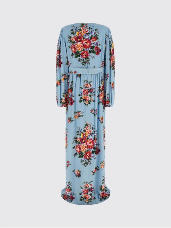 26SS 돌체앤가바나 로즈 부케 프린트 샤무스 드레스 F610PTFSA8P HC5ZO Blue - DOLCE & GABBANA
