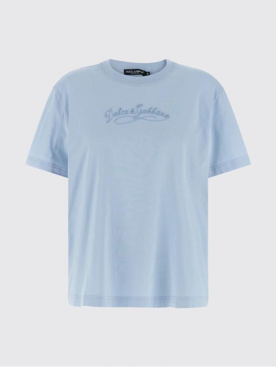 26SS 돌체앤가바나 자수 저지 티셔츠 F8V42ZGDDL1 B1581 Blue - DOLCE & GABBANA